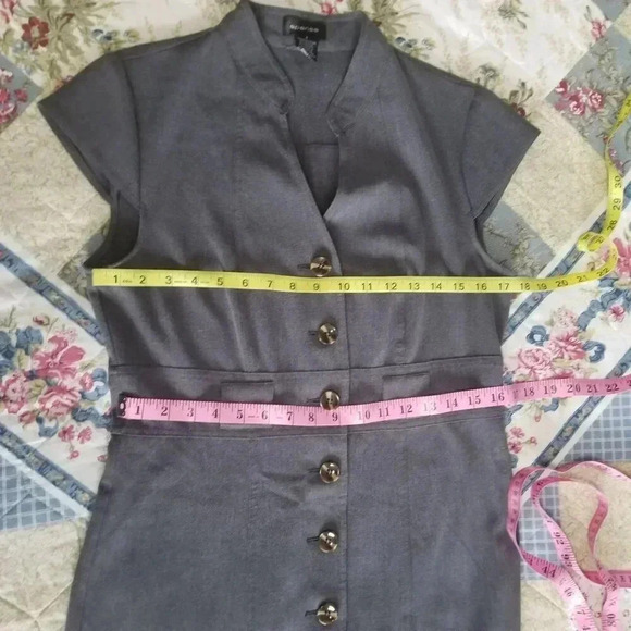 Spense Gray Button Front Dress + 8 - Picture 3 of 8